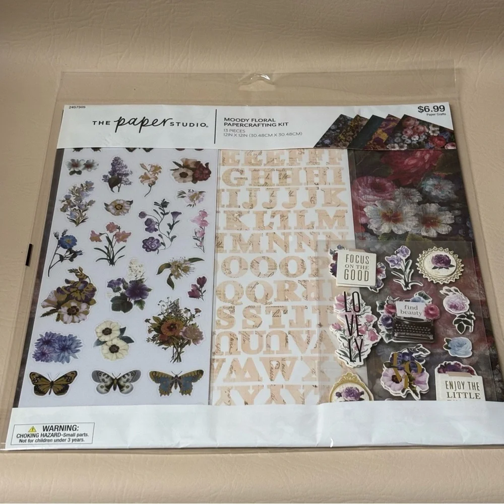 The Paper Studio Moody Floral Paper Crafting Scrapbook 13 Piece Kit